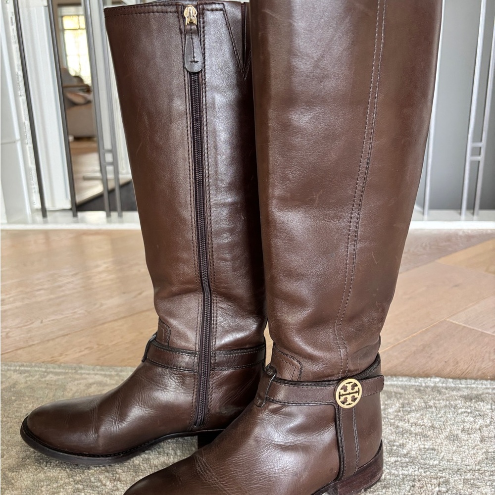 Tory Burch Leather Knee-High Riding Boots